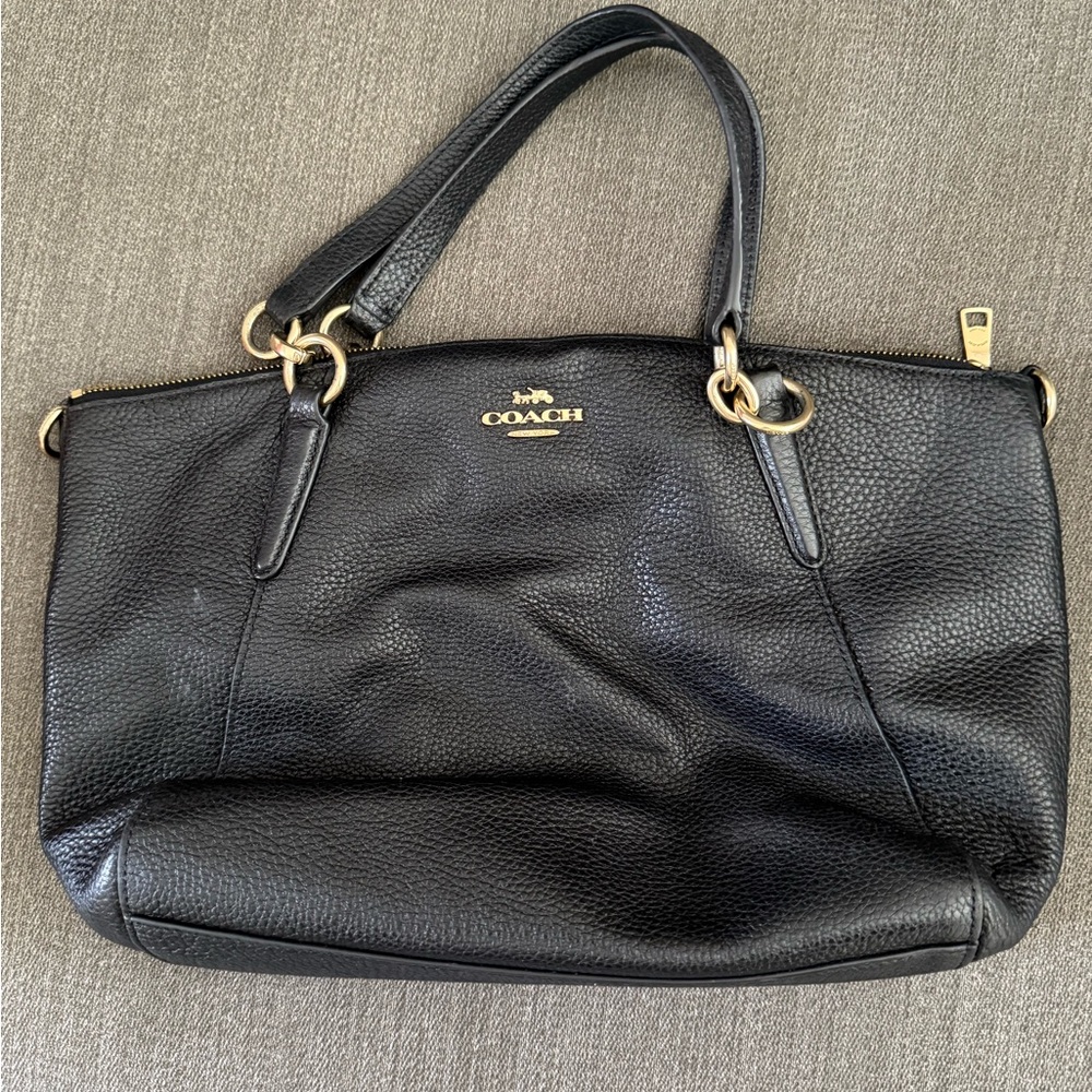 Coach Black Pebbled Leather Shoulder Bag